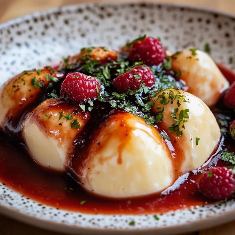 Joghurtbombe mit Beerensauce