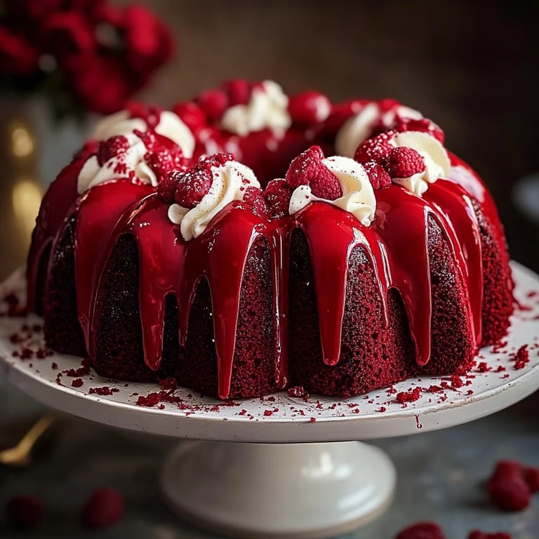 Decadent Red Velvet Cheesecake Bundt Cake
