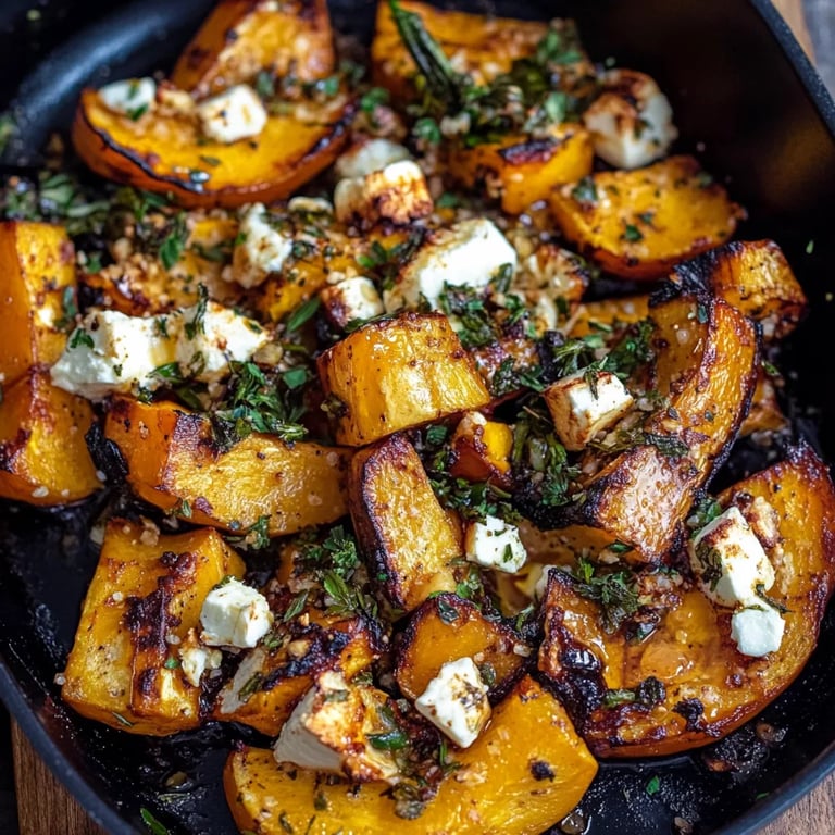 Ofen Kürbis mit Feta und Honig