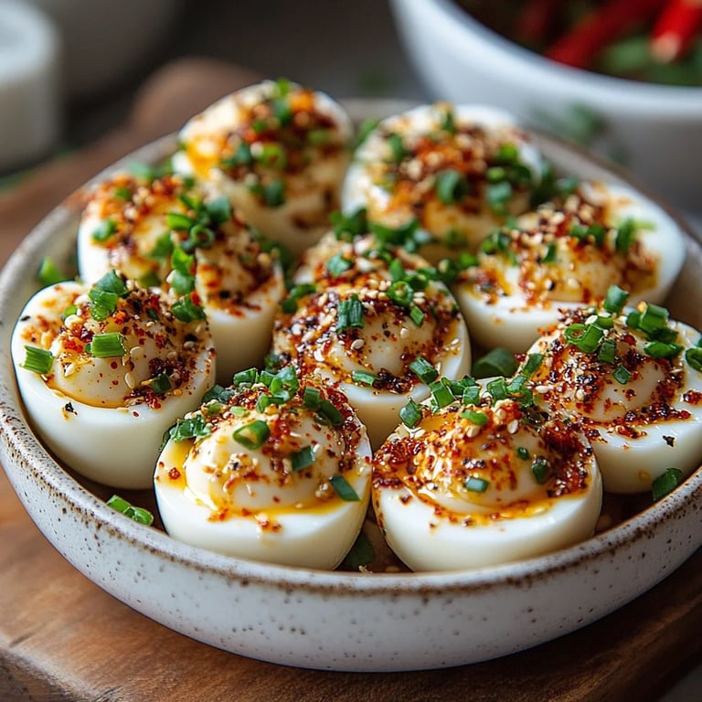 <p>Spicy Chili Garlic Deviled Eggs: The Incredible Ultimate Recipe</p>