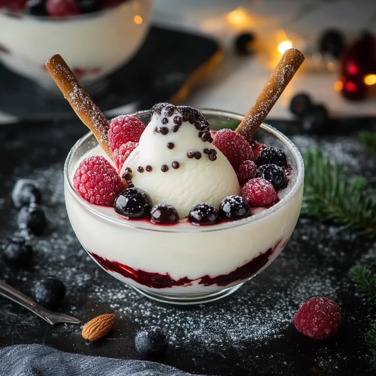 Geschmolzener Schneemann Dessert im Glas