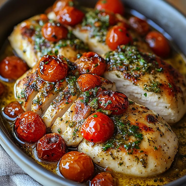 Creamy Pesto Chicken w/ Roasted Tomatoes: An Amazing Ultimate Recipe