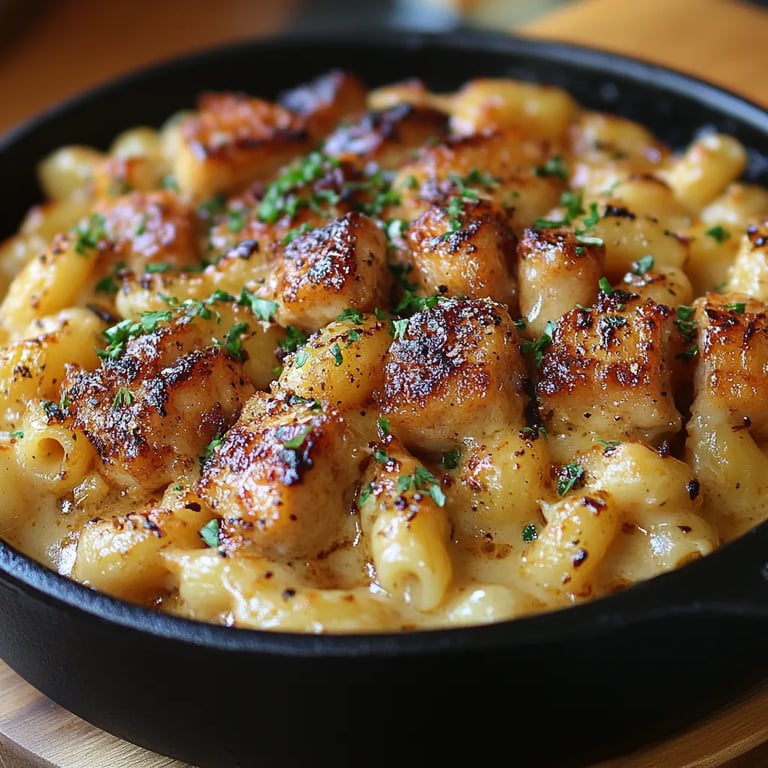 Sartén de Macarrones con Queso y Pollo Glaseado con Miel: Una Increíble Receta Única