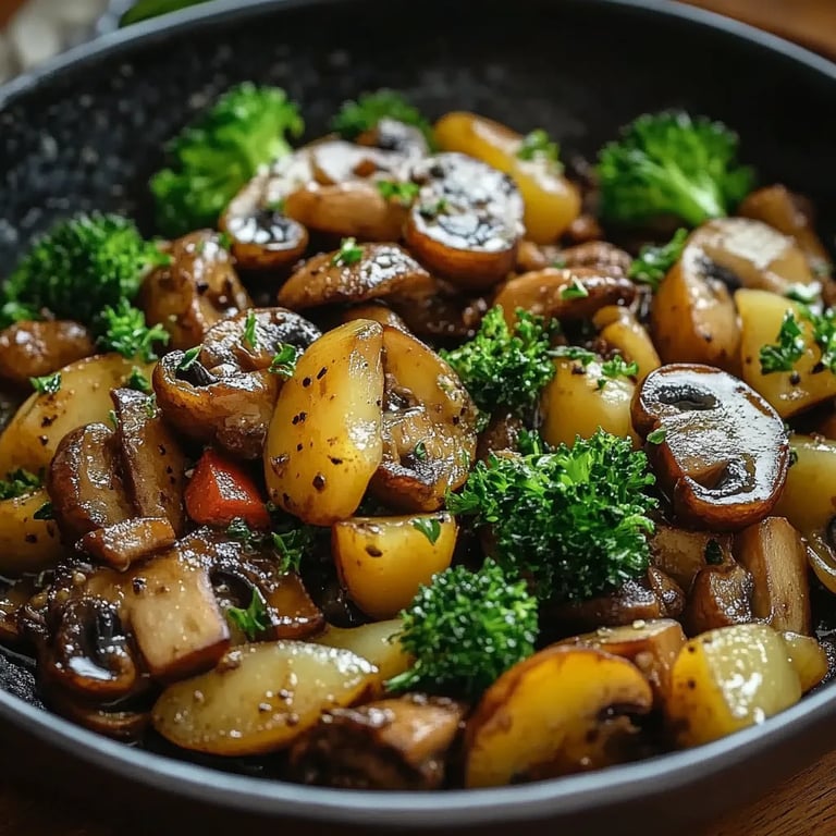 Brokkoli-Kartoffel-Pfanne mit Champignons