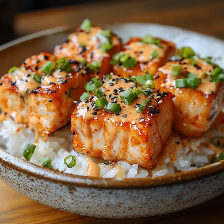 <p>Arroz Crocante com Salmão Picante na Air Fryer: Uma Receita Incrível e Definitiva</p>