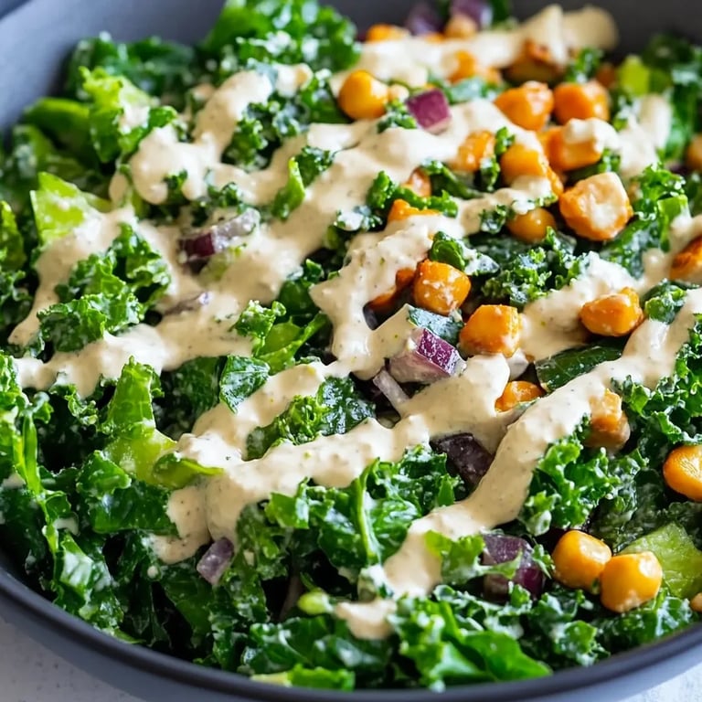 Chopped Kale Power Salad mit Zitronen-Tahini-Dressing