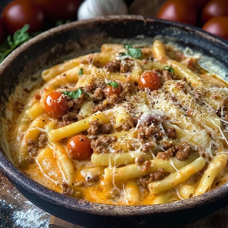 Schupfnudeln mit Hack und Käse