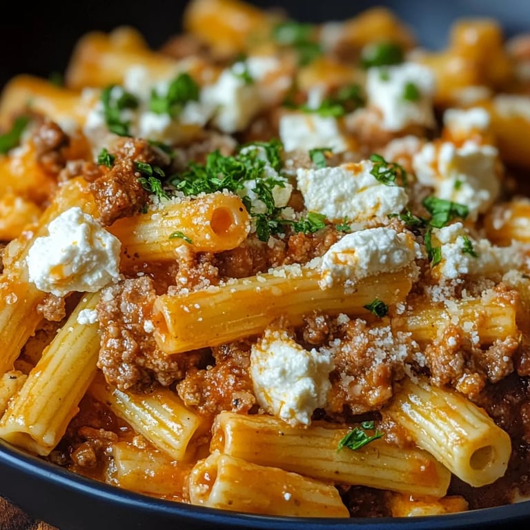 Griechischer Nudel-Auflauf mit Feta und Hackfleisch