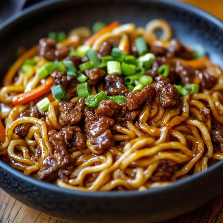 Mongolische Nudeln mit Hackfleisch
