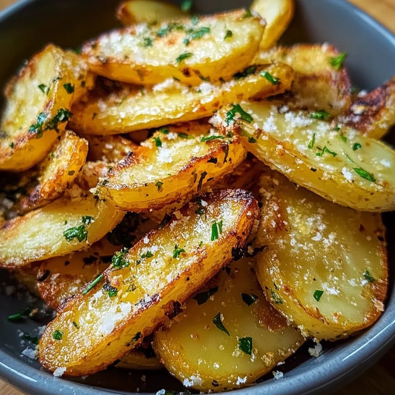 Knusprige Knoblauch-Parmesan-Kartoffelspalten