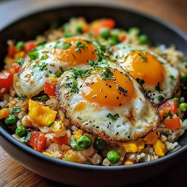 Gebratener Reis mit Gemüse und Ei