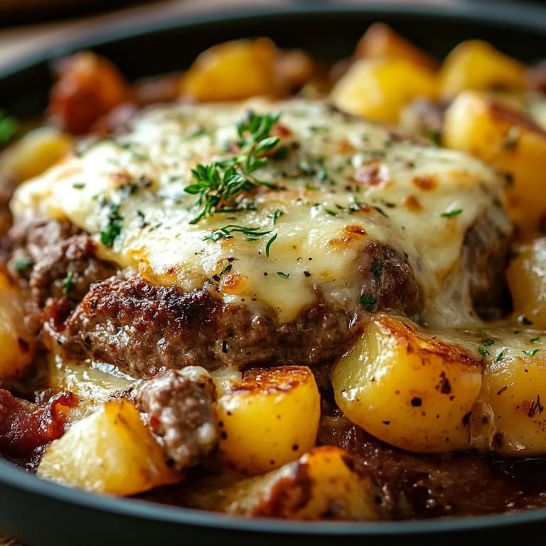 Kartoffel-Hackfleisch-Pfanne mit Käse