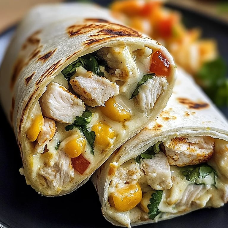 Käsige Knoblauch-Hähnchen-Wraps