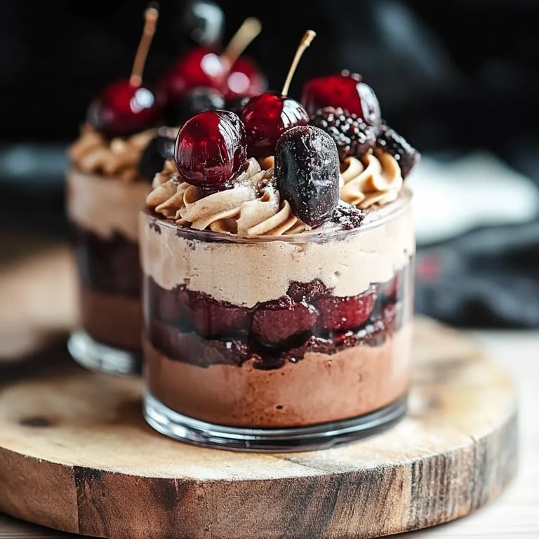 Lebkuchenmousse mit Zimtkirschen