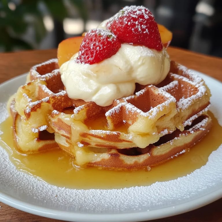 Apfel-Zimt-Waffeln mit Vanillesauce
