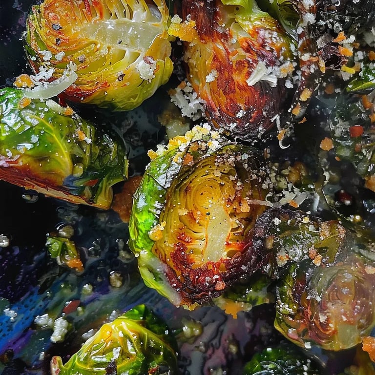 Knusprige Knoblauch Parmesan Rosenkohl