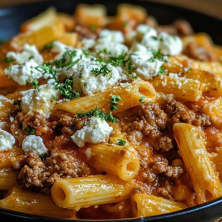 Griechischer Nudel-Auflauf mit Feta und Hackfleisch