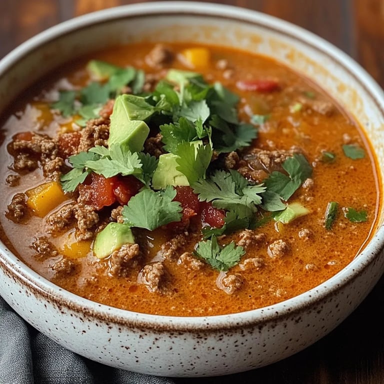 Creamy Cheesy Ground Beef Taco Soup
