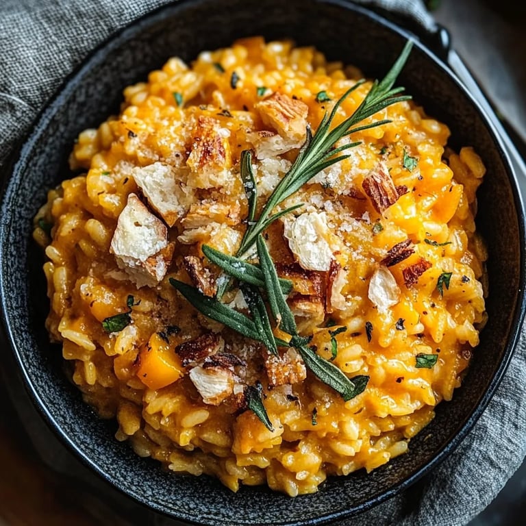 Gerösteter Butternut-Kürbis-Risotto mit Salbei und Pekannüssen