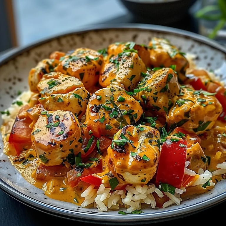 Frango cremoso com arroz macio