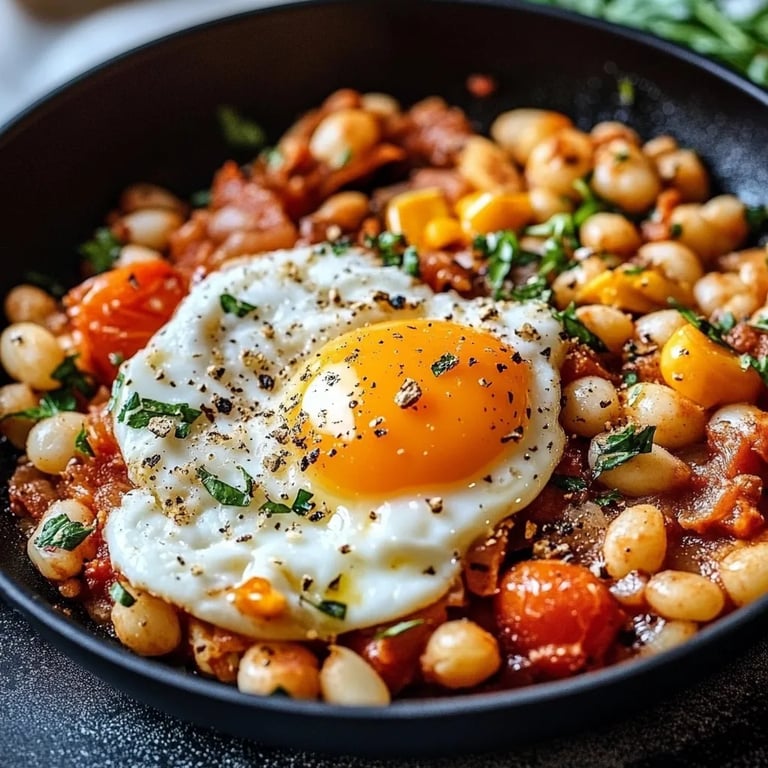 Spanische Bohnen und Eier