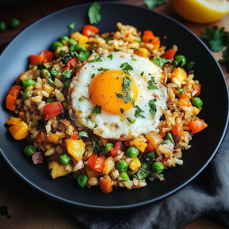 Gebratener Reis mit Gemüse und Ei