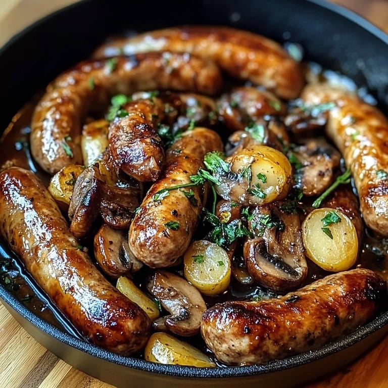 Saucisses, Champignons et Pommes de Terre : Une Recette Incroyable Ultime