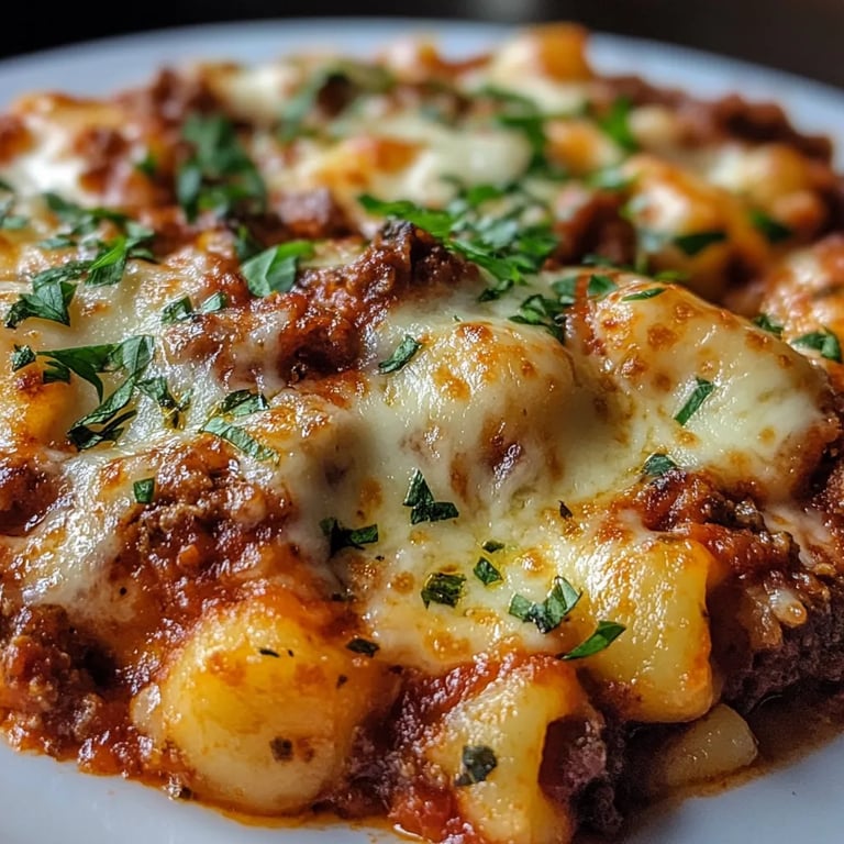 Gnocchi-Auflauf mit Käse-Bolognese