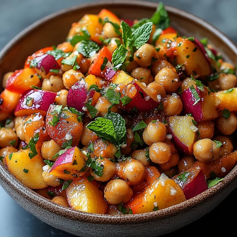 Kichererbsen-Pfirsich-Salat mit Honig-Limetten-Dressing: Ein Unglaubliches Ultimatives Rezept für 4 Personen