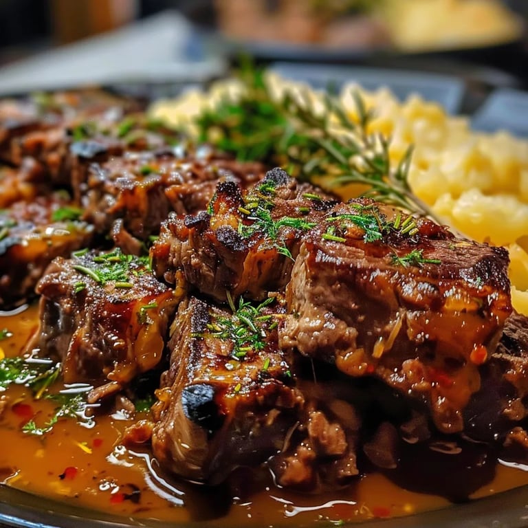Boi Braseado ao Molho com Purê Caseiro