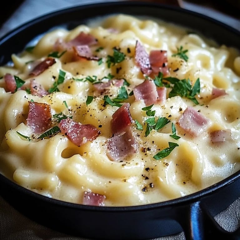 Käse, Schinken und Sahne-Spätzle