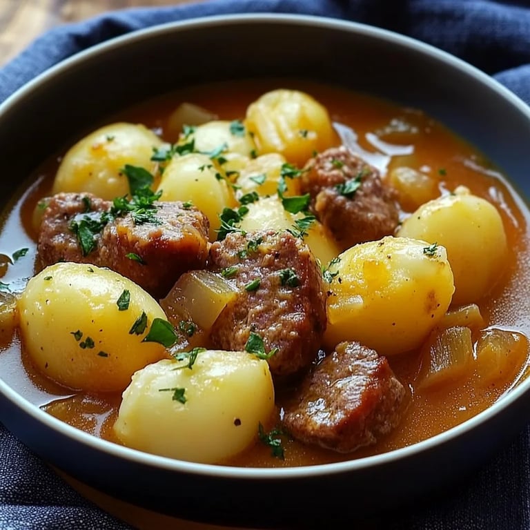 Kartoffelgulasch mit Würstchen