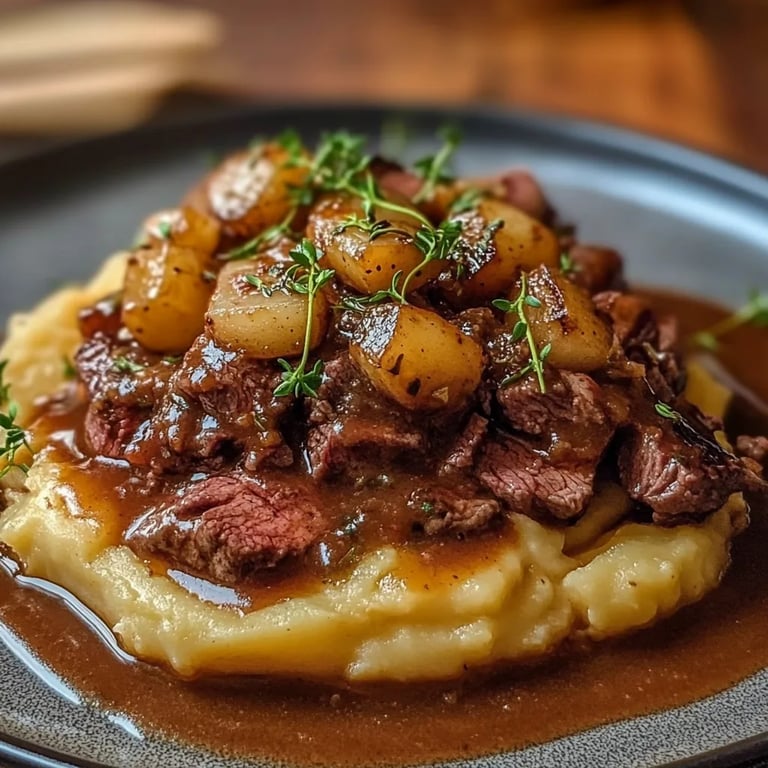 Hackfleisch mit Bratensauce auf cremigem Kartoffelpüree: Ein Unglaubliches Ultimatives Rezept