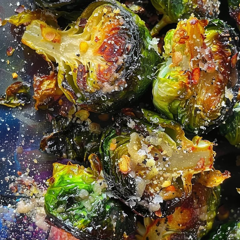 Knusprige Knoblauch Parmesan Rosenkohl