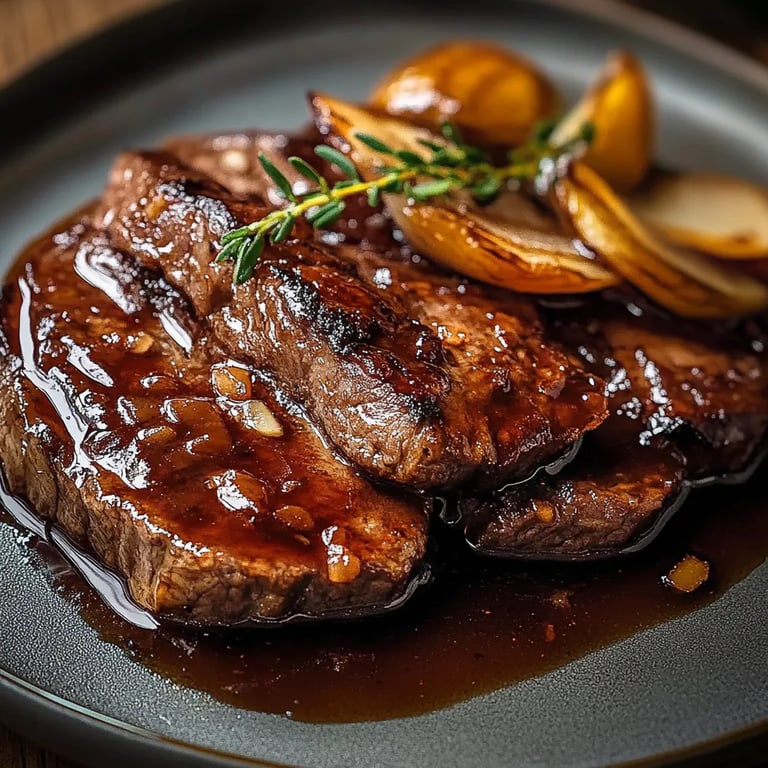 Rinderbrust in Balsamico-Zwiebelsauce
