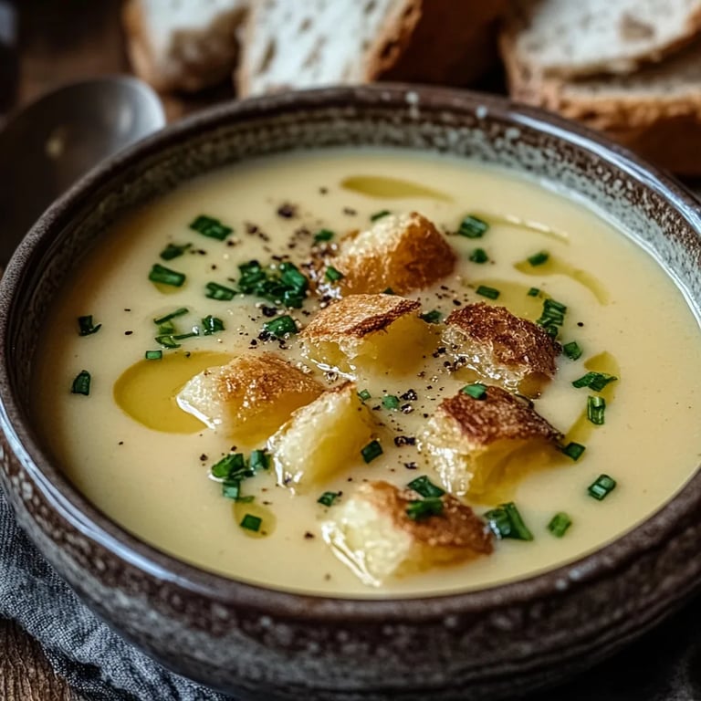 Kartoffelsuppe im Brottopf