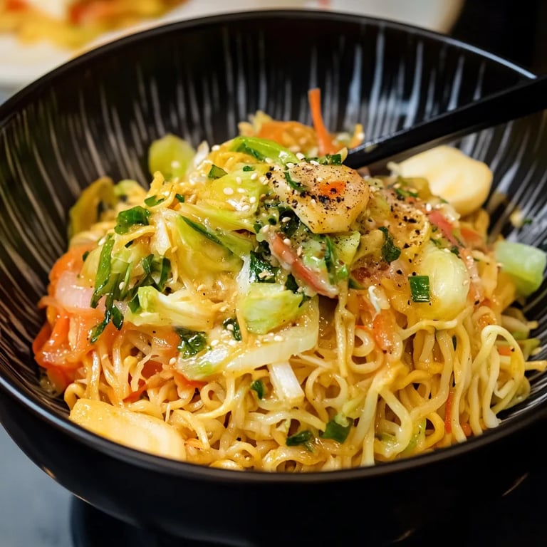 Bratnudeln mit Spitzkohl und Möhren