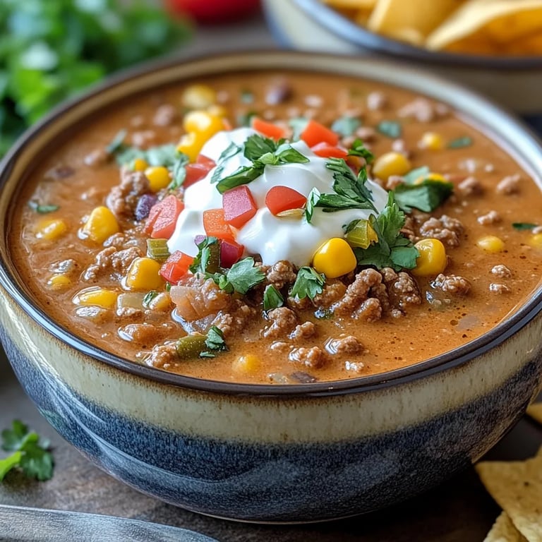 Sopa Cremosa de Tacos con Carne Molida y Queso: La Increíble Receta Última