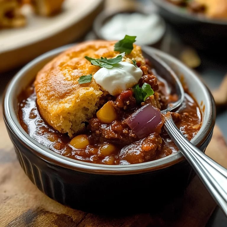 Texas Style Chili with Cornbread Crust