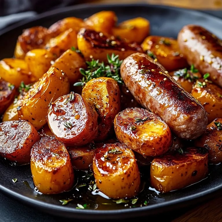 Sausage and Sweet Potatoes with Honey Garlic Sauce