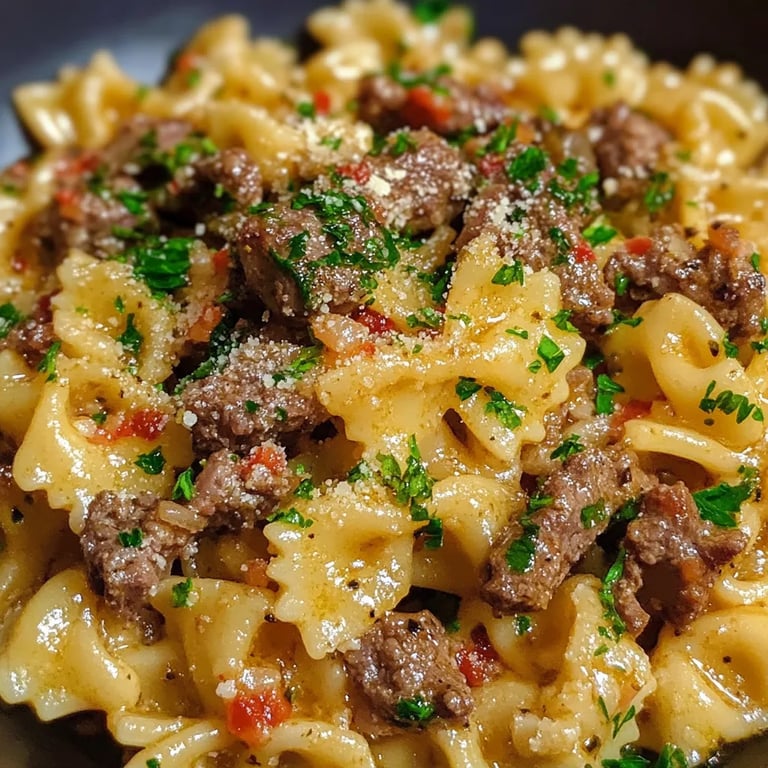 Garlic Butter Bowtie Pasta with Beef Perfection: An Incredible 10-Step Recipe