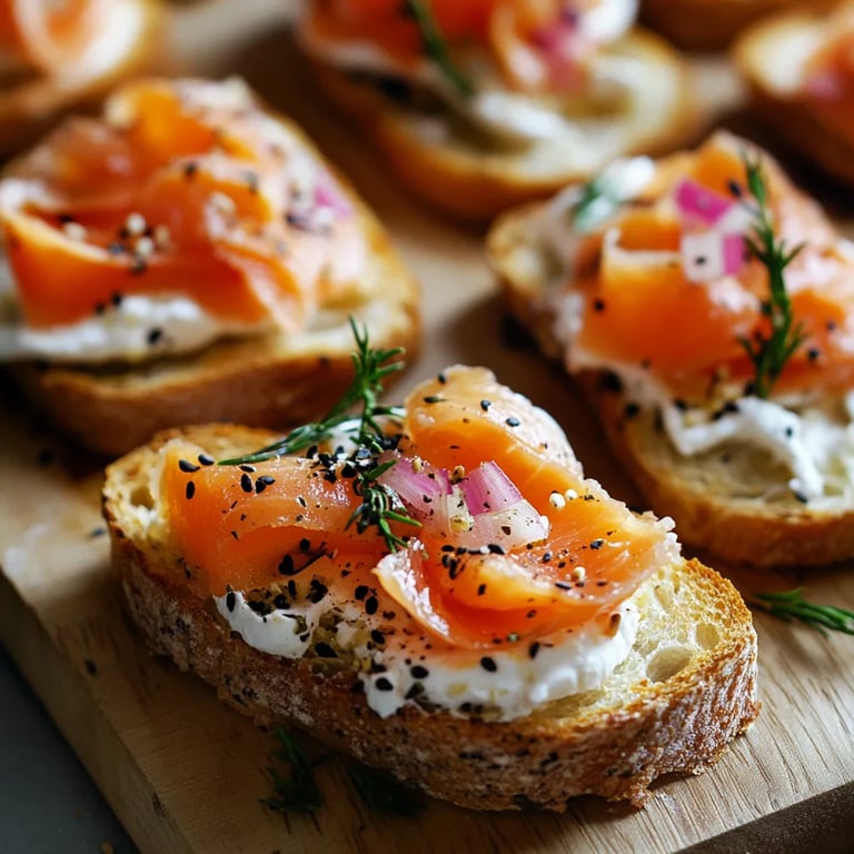 Easy & Super Spicy Smoked Salmon Crostini