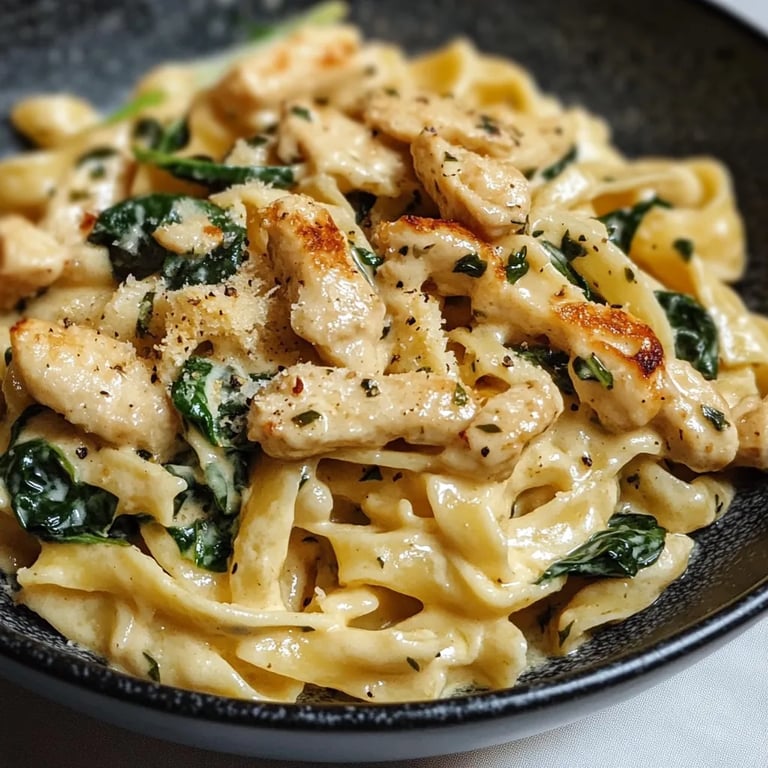 Frischkäse Spinat Hähnchen Pasta
