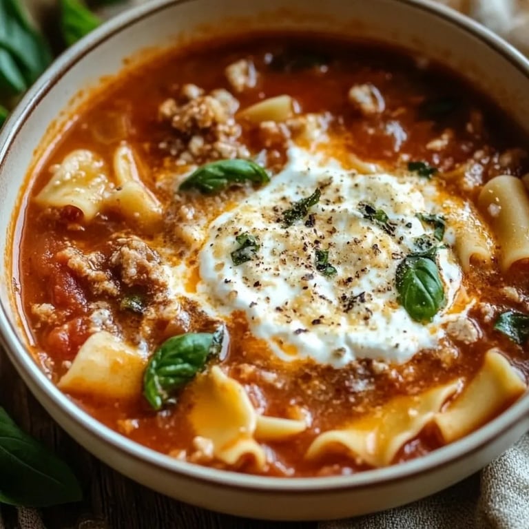 Lasagna Soup with Ricotta Cheese