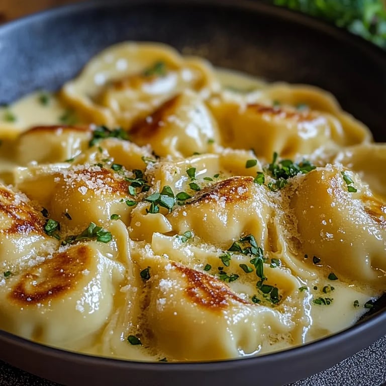 Maultaschen in Käse-Sahne-Soße