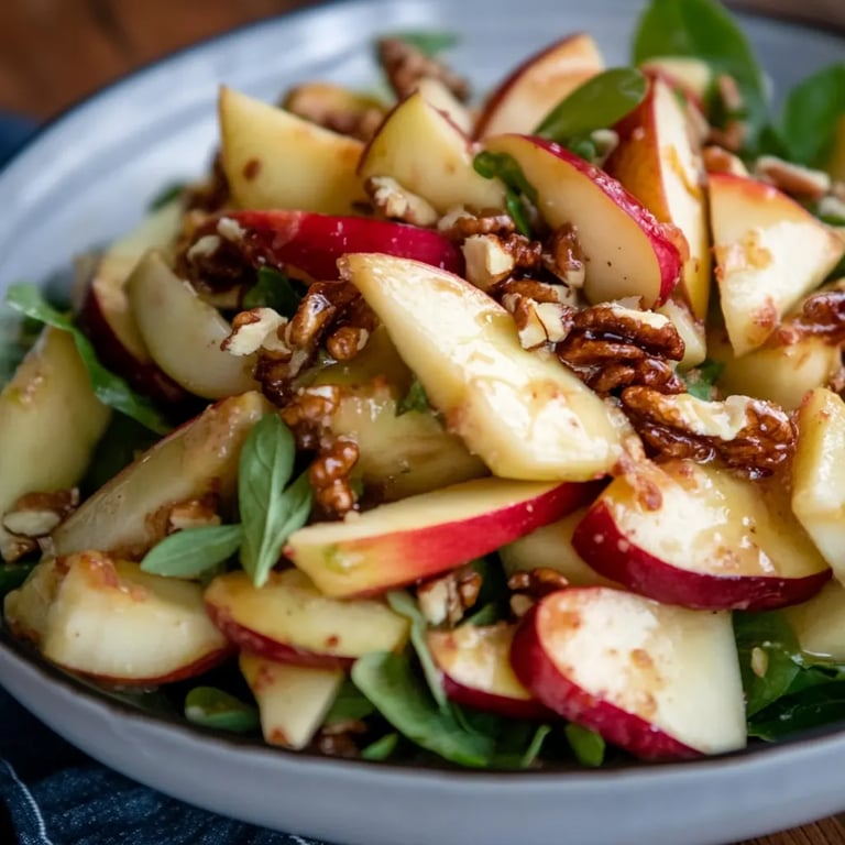 Salat mit Apfel und karamellisierten Walnüssen