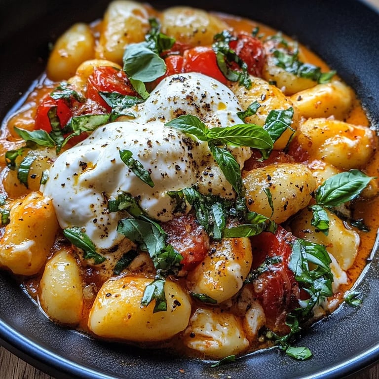 Cremige Tomaten-Gnocchi mit Burrata