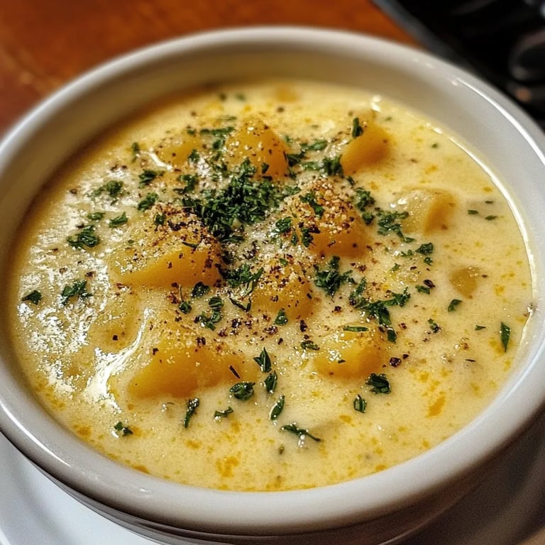 Creamy Cheddar Garlic Herb Potato Soup