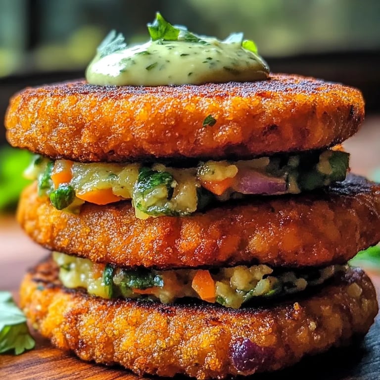 Crispy Sweet Potato & Red Lentil Patties with Creamy Avocado Cilantro Sauce: An Amazing Ultimate Recipe
