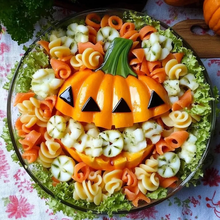Ensalada de Pasta de Halloween con Pepinos en Forma de Calabaza: Una Increíble Receta Última